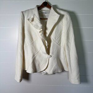 Boston Proper Off White/Cream One Button Wool Blend Jacket Blazer Size 14